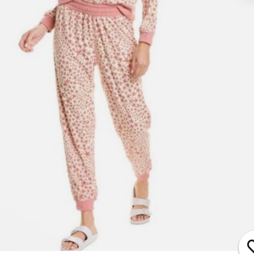 l*space Pink and White Polka Dot joggers/ lounge pants